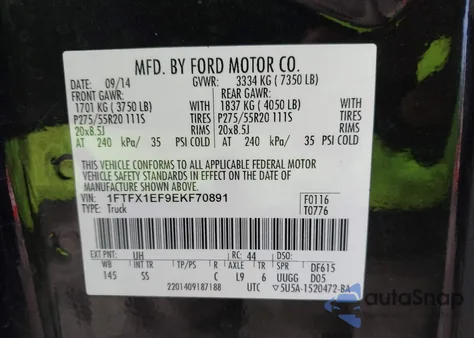 2014 Ford F-150 Stx from USA, damaged, VIN 1FTFX1EF9EKF70891